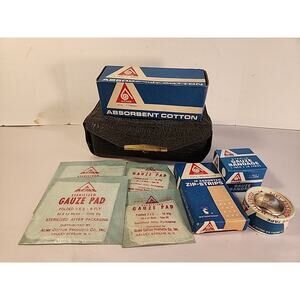 Vintage ACME First Aid Kit Industrial Car Faux Leather Box Glove Compartment